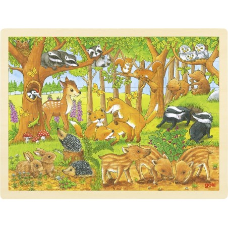Puzzle contour en bois - Bébés animaux de la forêt