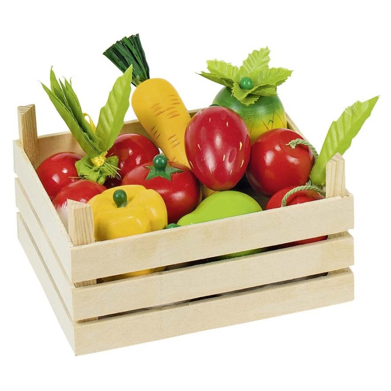 Accessoires cuisine - Fruits et légumes dans une cagette en bois