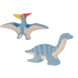 Lot de 2 dinosaures Holztiger (Plésiosaure, Ptéranodon)