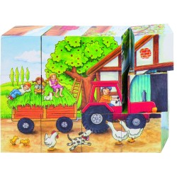 Puzzle de cubes - " 4 saisons à la ferme" - 12 cubes