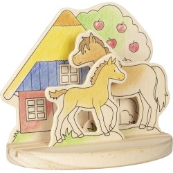 Images en bois à colorier avec socle - " Le club des poneys"