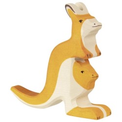 Kangaroo with baby (Kangourou avec petit) - Holztiger